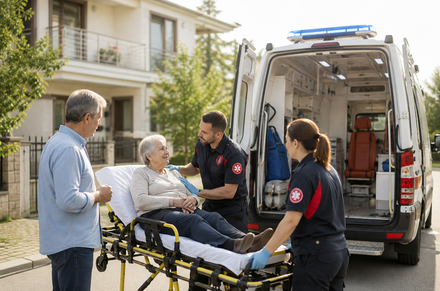 Ambulans, bilgilendirilen aile ve profesyonel sağlık ekibinden oluşan müdahale kompozisyonu